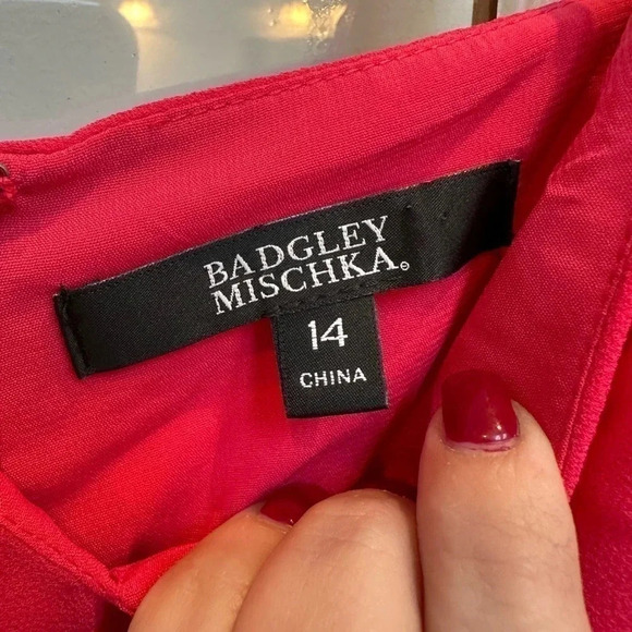 Badgley Mischka Floor Length Couture Sweetheart Ruffle Pink Formal Gown Size 14 - Picture 7 of 11